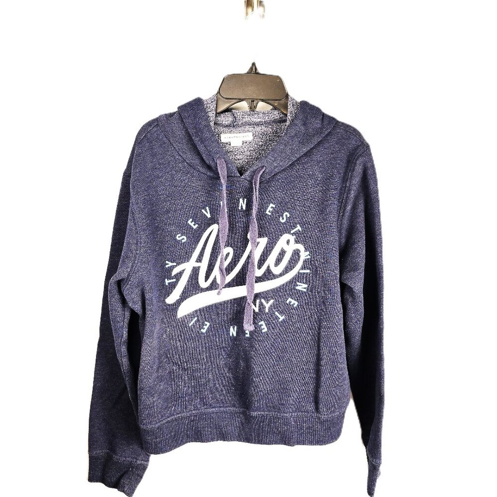 Aeropostale Navy Fleece Hoodie Junior Large Est. Nineteen Eighty Seven Aero NY